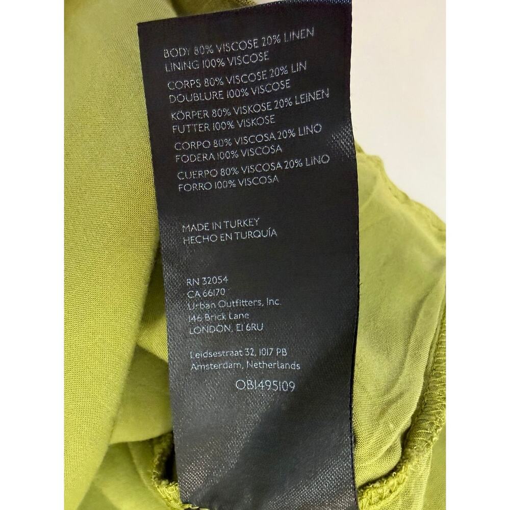 Anthropologie Mini Dress Green Linen Blend Wrap Kimono Dress - Picture 7 of 10